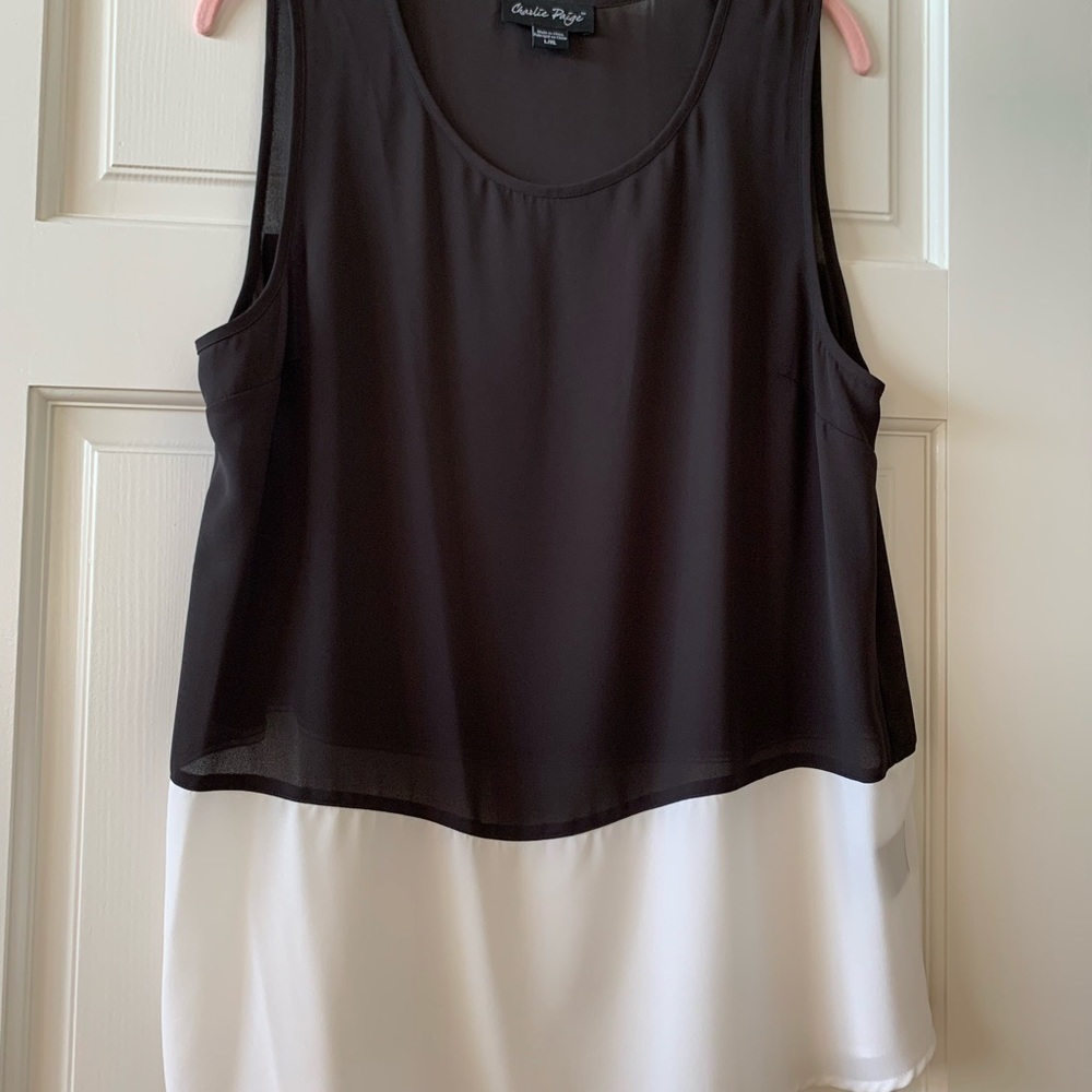 NWOT Sleeveless Black and White Top Size L/ XL